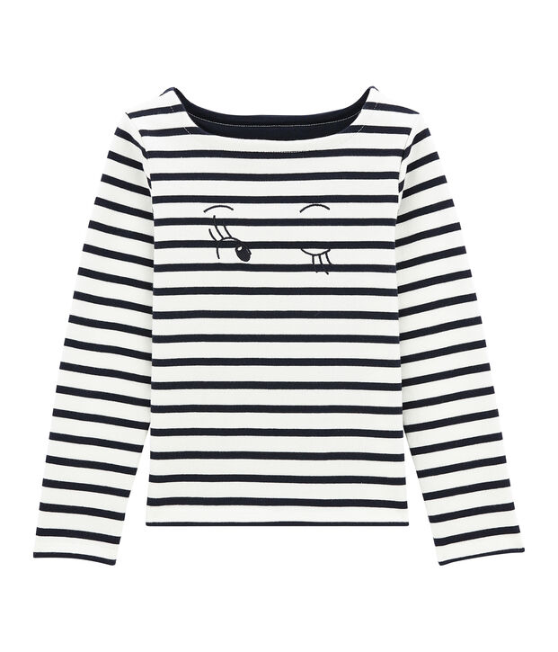 Marinera para ni&ntilde;a en jersey blanco/azul