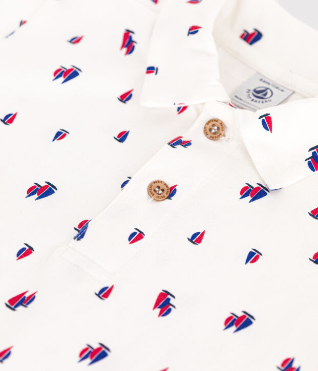Polo de algod&oacute;n de manga corta para ni&ntilde;o blanco/multicolor