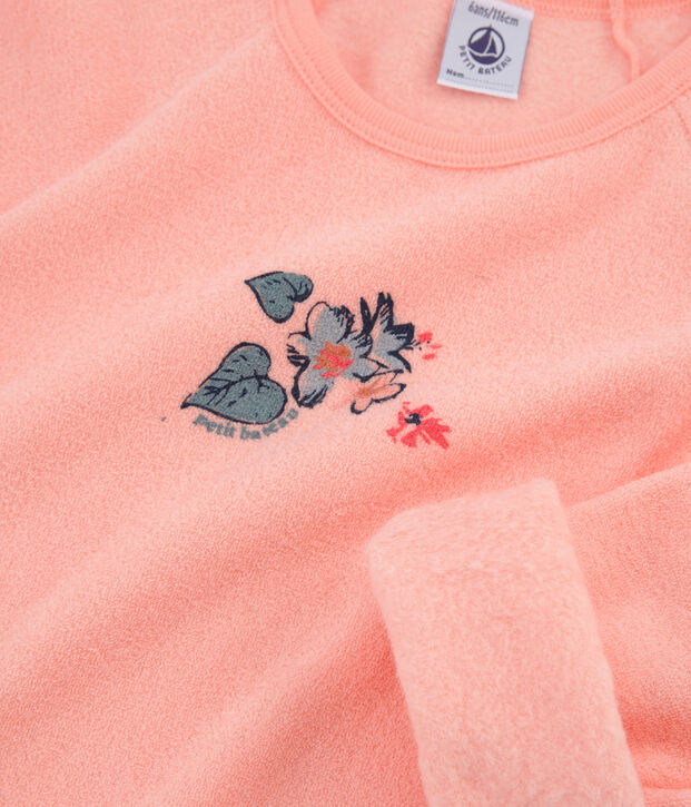 Pijama de rizo picado para ni&ntilde;a rosa