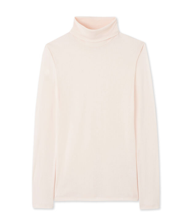 Cuello cisne para mujer en algod&oacute;n ligero rosa Fleur
