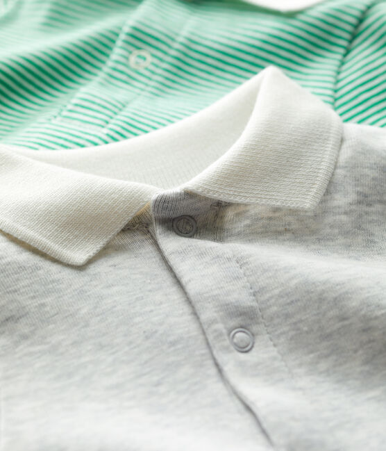 Juego de dos bodis de algodón orgánico con cuello de polo para bebé variante 1