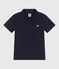 Polo infantil de algodón liso de manga corta azul SMOKING