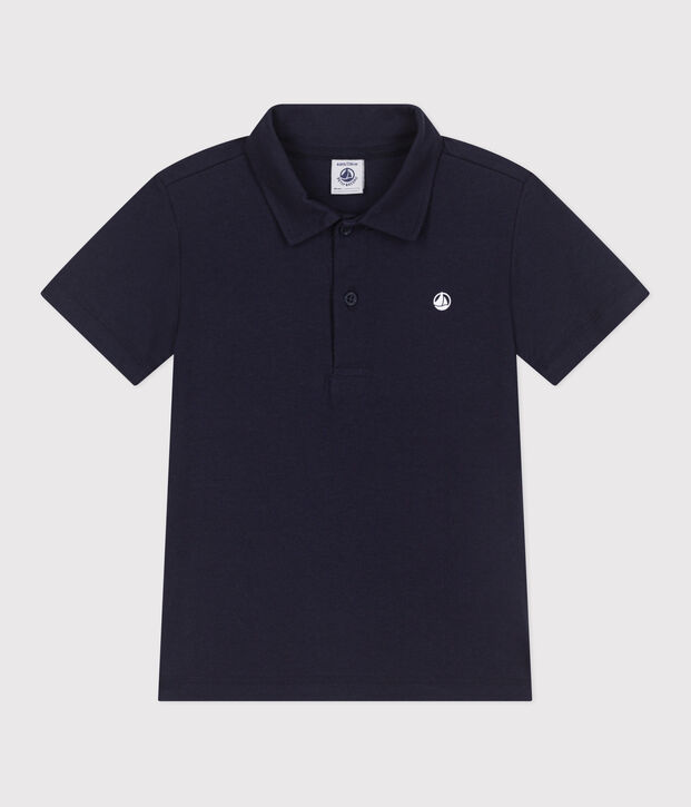 Polo infantil de algod&oacute;n liso de manga corta SMOKING