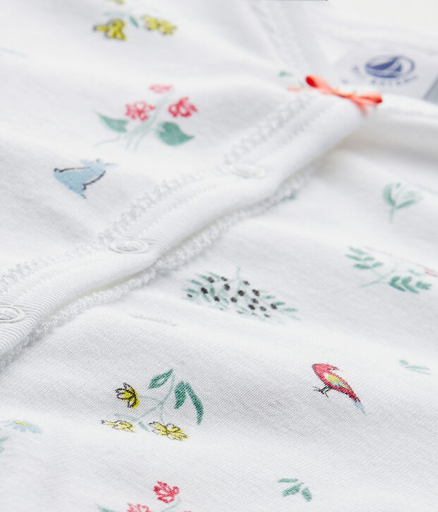 Pijama sin pies estampado para beb&eacute; ni&ntilde;a blanco/multicolor