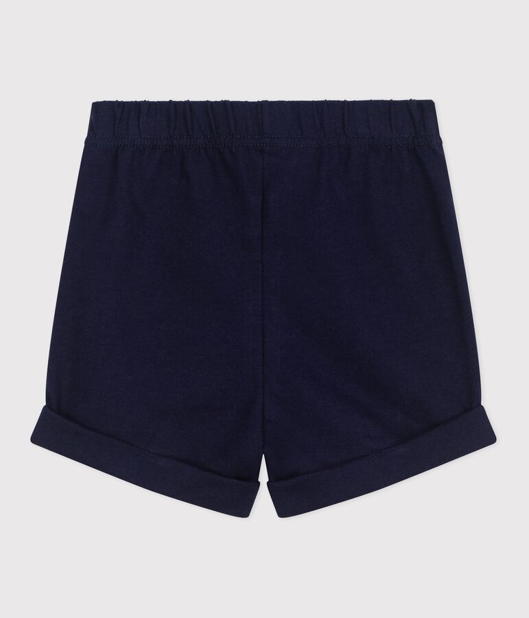 Shorts lisos de algod&oacute;n para beb&eacute; azul