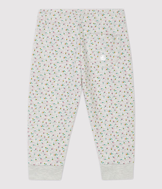 Pantalón de muletón de bebé. gris BELUGA/blanco MULTICO