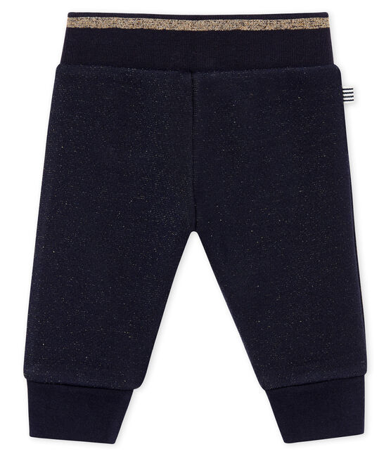 Pantalón en muletón brillante para bebé niña azul SMOKING/amarillo DORE