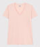 Camiseta LA RECTA de algodón con cuello de pico para mujer rosa SALINE