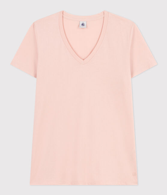 Camiseta LA RECTA de algodón con cuello de pico para mujer rosa SALINE