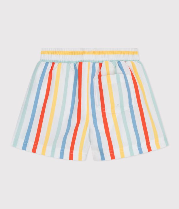 Ba&ntilde;ador a rayas para beb&eacute; blanco/multicolor