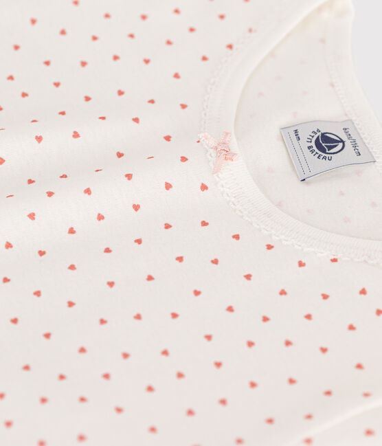 Camisón infantil de algodón con motivo de pequeño corazón blanco MARSHMALLOW/ PAPAYE