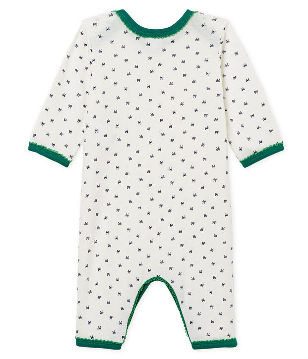 Pelele de punto para beb&eacute; ni&ntilde;a blanco/azul