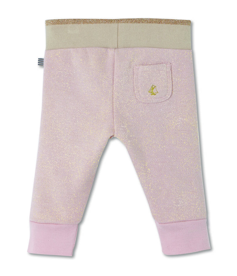 Pantal&oacute;n en mulet&oacute;n brillante para beb&eacute; ni&ntilde;a rosa/amarillo