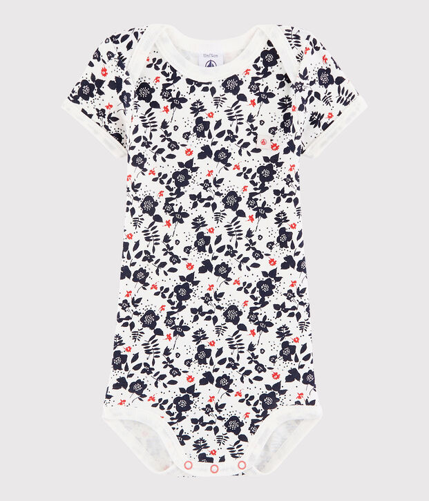 Bodi de manga corta de beb&eacute; ni&ntilde;a blanco/multicolor