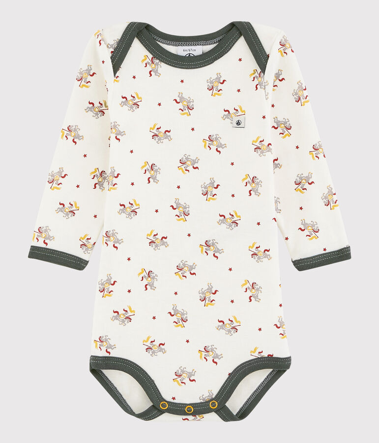 Bodi de manga larga de beb&eacute; ni&ntilde;o blanco/multicolor