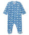 Pijama de terciopelo para bebé niño azul ALASKA/blanco MARSHMALLOW