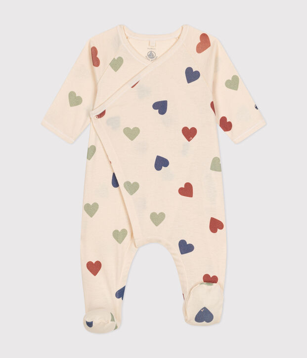 Pijama de algod&oacute;n con corazones para beb&eacute; crudo/multicolor