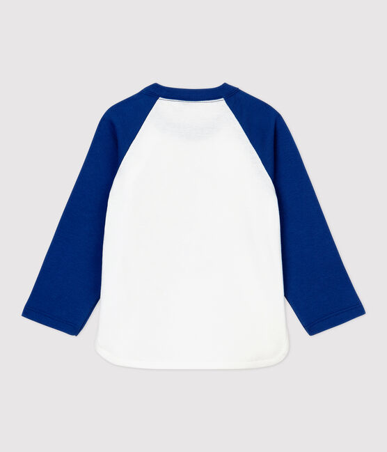 Camiseta de algodón de bebé. blanco MARSHMALLOW/azul MAJOR