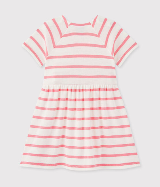 vestido para bebé niña a rayas blanco MARSHMALLOW/rosa PETAL