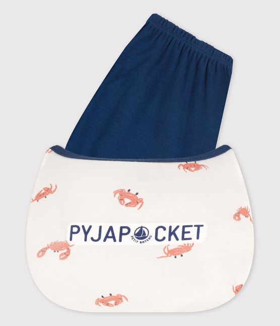 Pijama corto con cangrejos de algodón de niño blanco MARSHMALLOW/blanco MULTICO