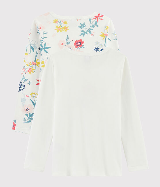 Juego de 2 camisetas de manga larga con estampado de flores de niña pequeña variante 1