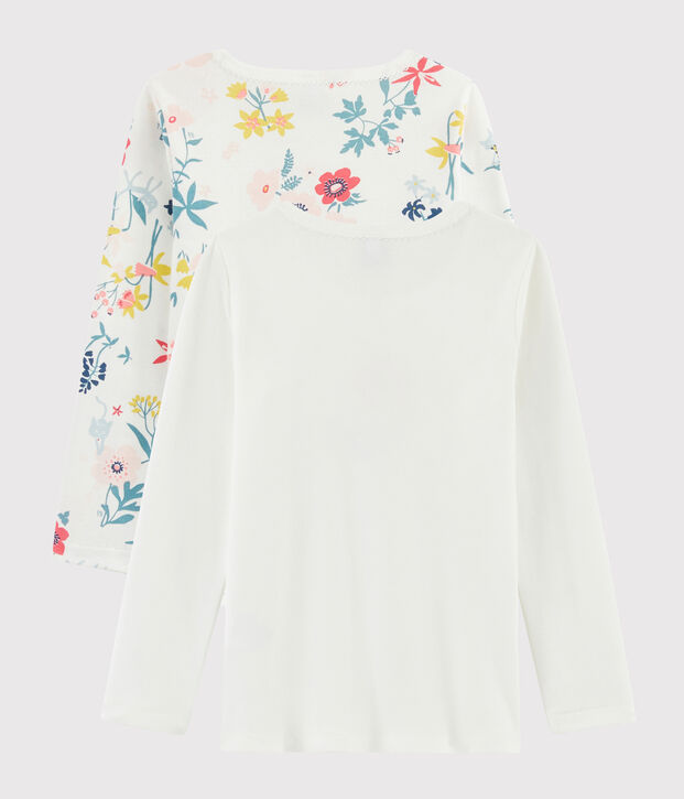 Juego de 2 camisetas de manga larga con estampado de flores de ni&ntilde;a peque&ntilde;a multicolor