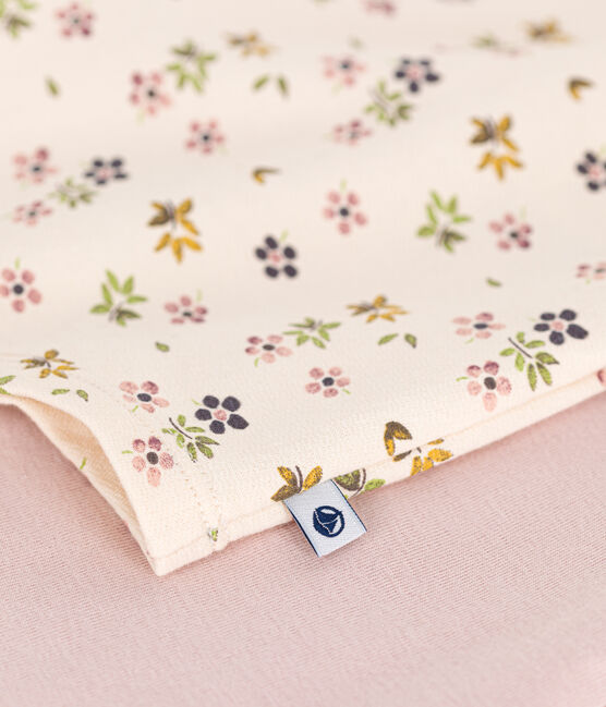 Camisón infantil de felpa cepillada con estampado de flores rosa SALINE/blanco MULTICO