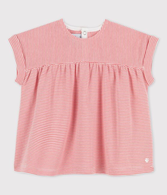 Blusa de manga corta de algodón ecológico para bebé rosa PAPAYE/ MARSHMALLOW