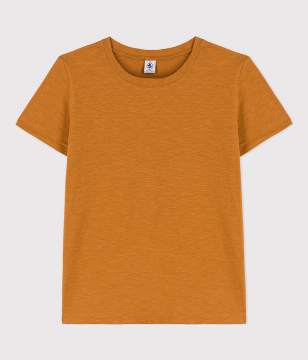 Camiseta LA RECTA de algod&oacute;n con cuello redondo para mujer marron