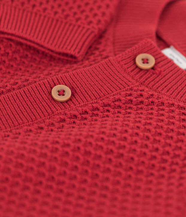 C&aacute;rdigan de punto tricotado de algod&oacute;n para beb&eacute; rojo