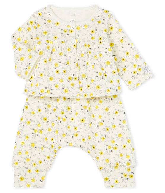 Conjunto de tres piezas para bebé niña de lana y algodón blanco MARSHMALLOW/blanco MULTICO