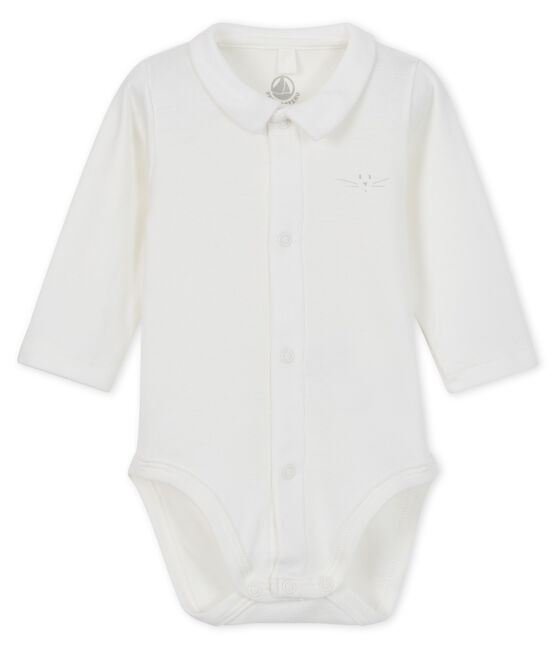 Bodi con cuello de manga larga para bebé niño blanco MARSHMALLOW