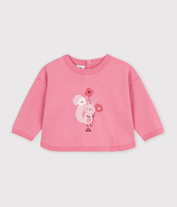 Sudadera de algod&oacute;n con estampado de animal para beb&eacute; rosa