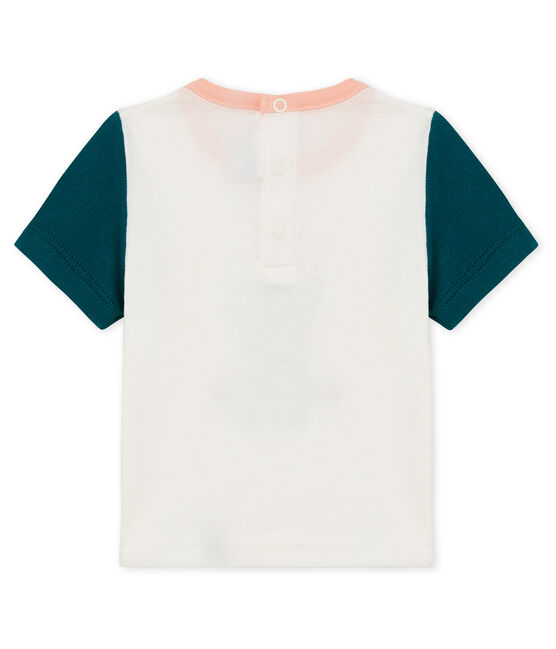 Camiseta manga corta con motivos para bebé niño blanco MARSHMALLOW/verde PINEDE CN
