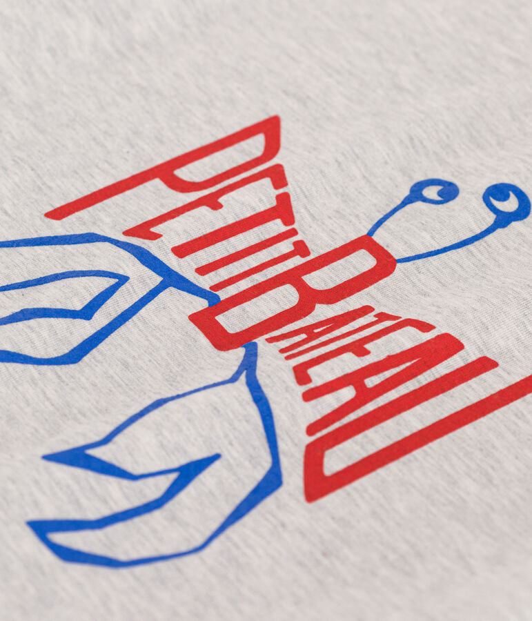 Camiseta infantil de manga corta de algod&oacute;n con estampado gris