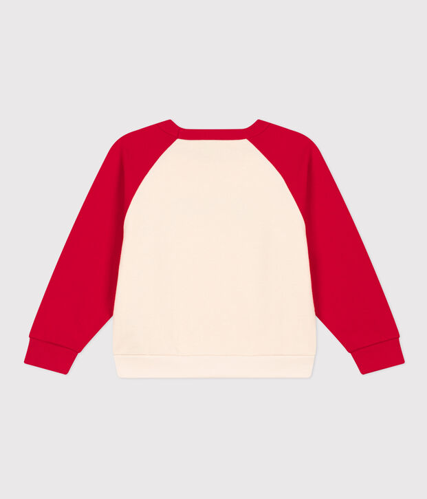 Sudadera de mulet&oacute;n para ni&ntilde;o crudo/rojo