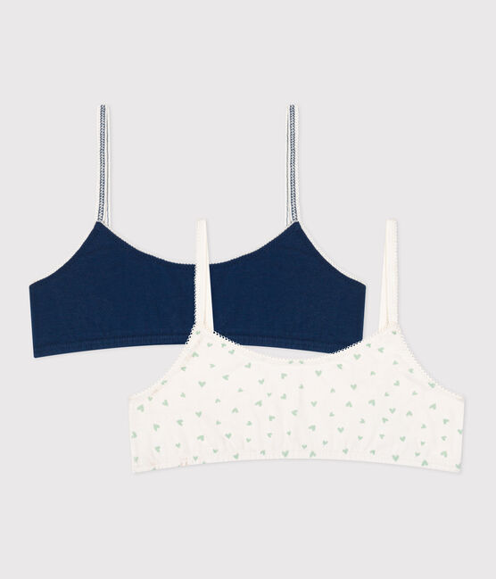 Juego de 2 tops infantiles de algodón y elastano con estampado de corazones variante 1