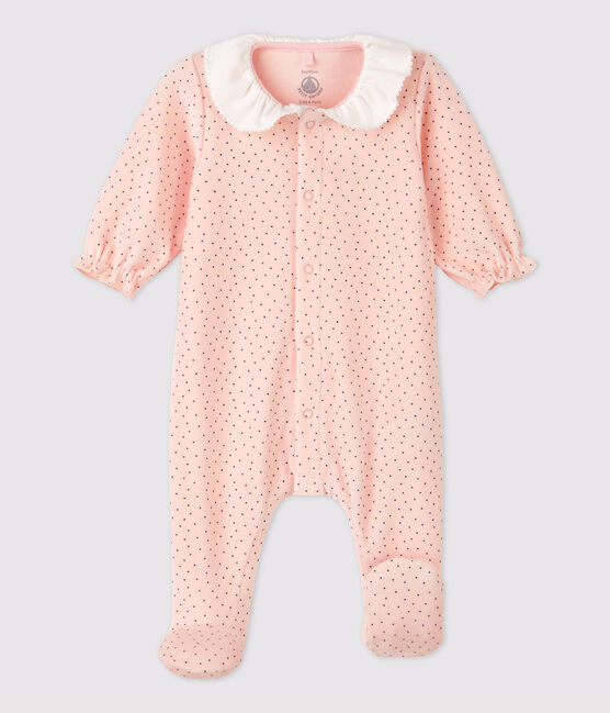 Pelele con cuello con estampado de lunares de bebé niña de terciopelo de algodón orgánico rosa MINOIS/ MAJOR