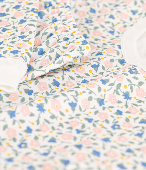Pijama de túbico con flores para niña blanco MARSHMALLOW/blanco MULTICO