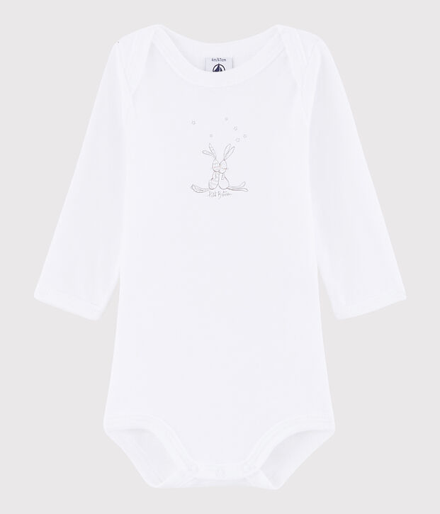 Bodi de manga larga de beb&eacute; ni&ntilde;a/ni&ntilde;o blanco