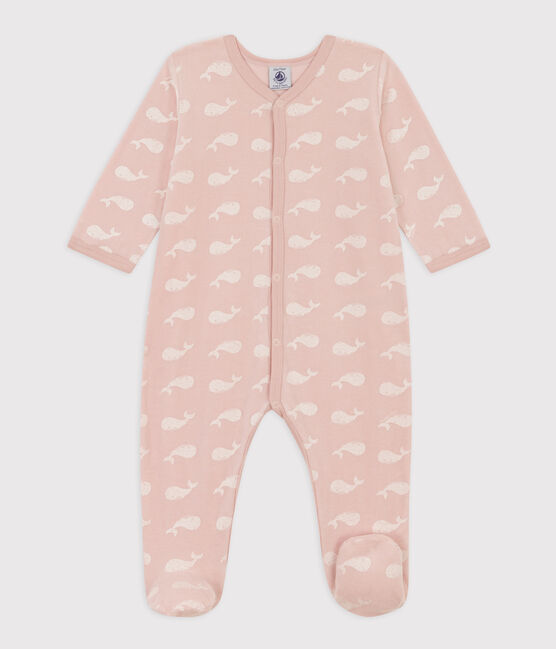 Pelele de terciopelo con ballenas rosas SALINE/ MARSHMALLOW