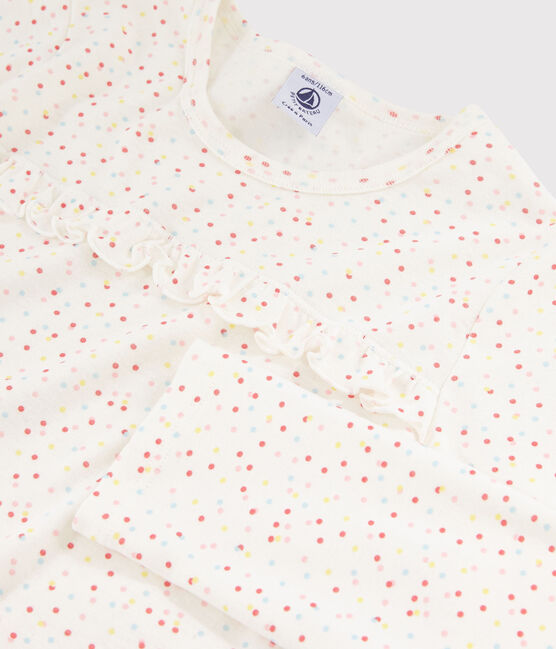 Pijama de lunares multicolores de algodón ecológico de niña blanco MARSHMALLOW/blanco MULTICO