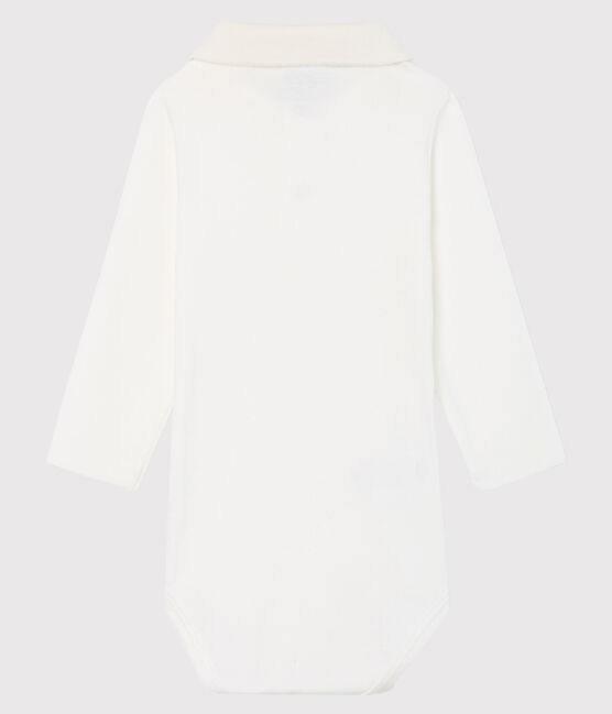 Body de manga larga con cuello de polo para bebé niño blanco MARSHMALLOW