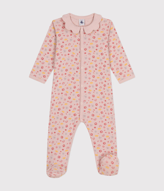 Pijama de algod&oacute;n con estampado de flores para beb&eacute; rosa/multicolor