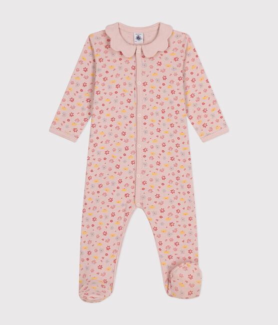 Pijama de algodón con estampado de flores para bebé rosa SALINE/blanco MULTICO