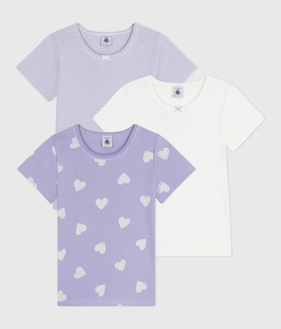 Juego de camisetas infantiles de algodón de manga corta con estampado de corazones variante 1