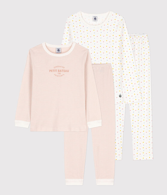 Juego de 2 pijamas de algodón con corazoncitos para niña variante 1