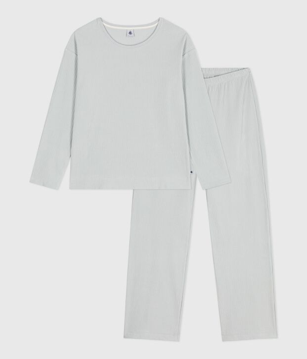 Pijama de terciopelo liso de pierna recta para mujer azul