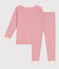 Pijama infantil liso de manga larga de algodón rosa CHARME
