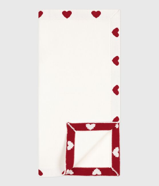 Manta de algodón para recién nacido blanco MARSHMALLOW/rojo TERKUIT